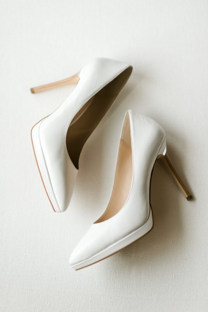 white wedding shoe